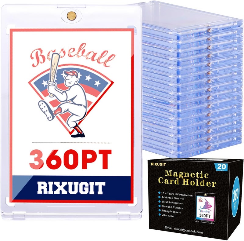 RIXUGIT 20-Pack Magnetic Card Holders - 360pt Thick Card One Touch Holder, Magnetic Card Case, UV Protection, Fits Trading Cards, Baseball Card, Sports,Gaming & Collectible Cards, Durable Secure Storage ﻿ - Image 1
